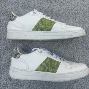 Ted Baker Ladies Sneakers Shoes Leather Size 8Snakeskin Trim White Pre Loved
